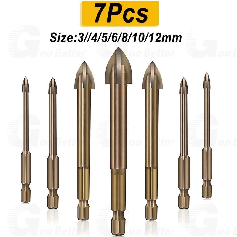 7PCS Drilling Tool Cross Alloy Drill Bits Set Hole Opening Efficient Universal - HomeDIYer
