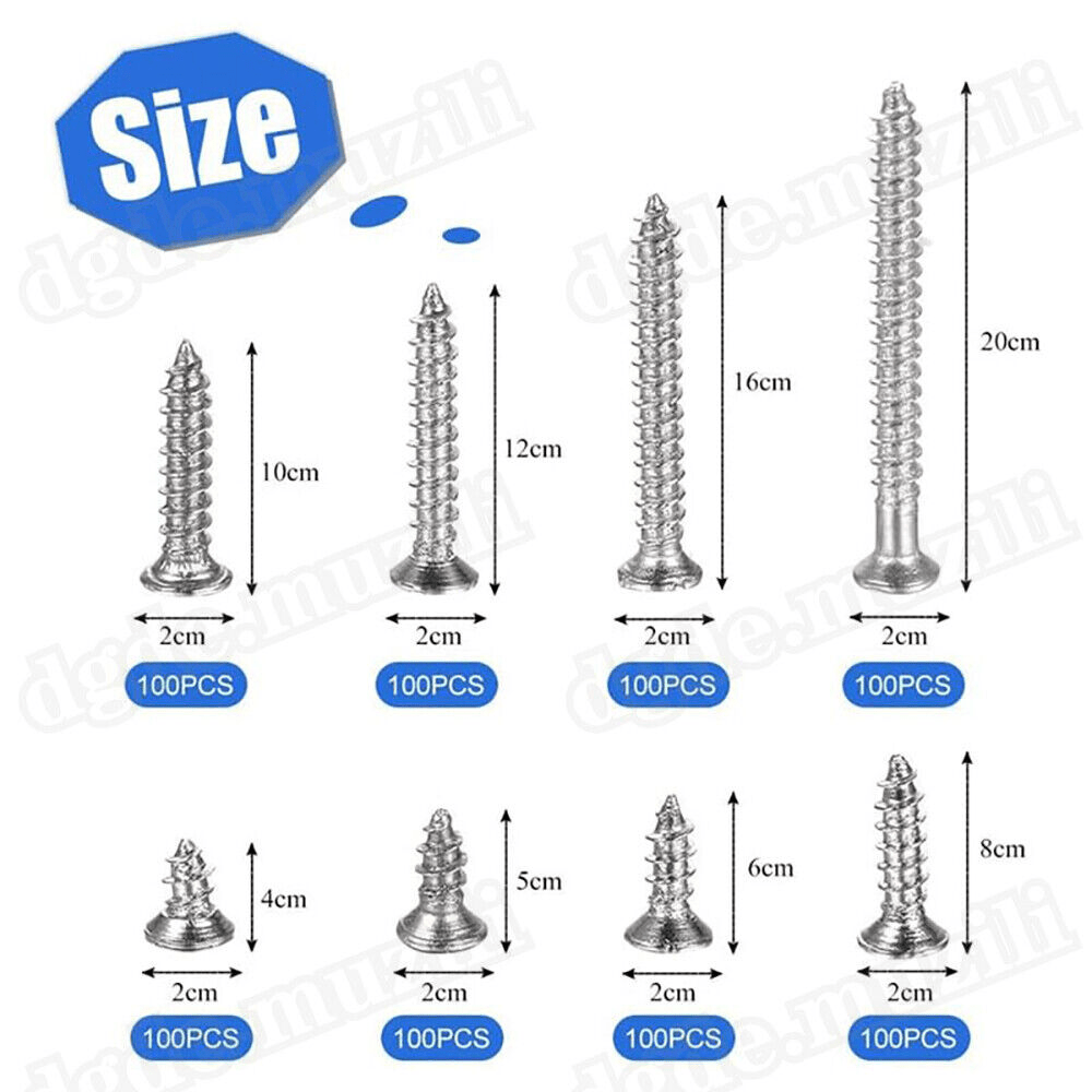 800Pcs Nickel Plated Countersunk Self Tapping Wood Screws Chipboard Screws Set - HomeDIYer
