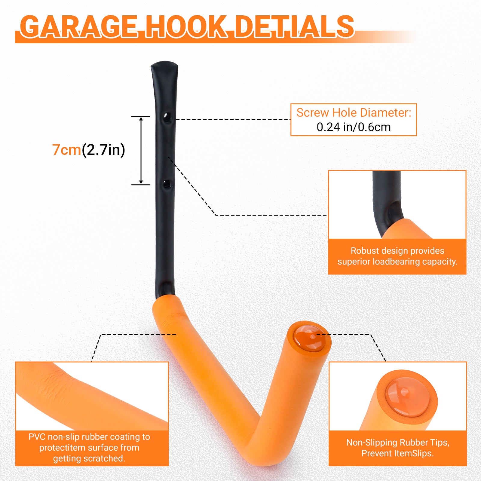 Heavy Duty Garage Storage Hooks 4-Pack 100LBS Wall Mount