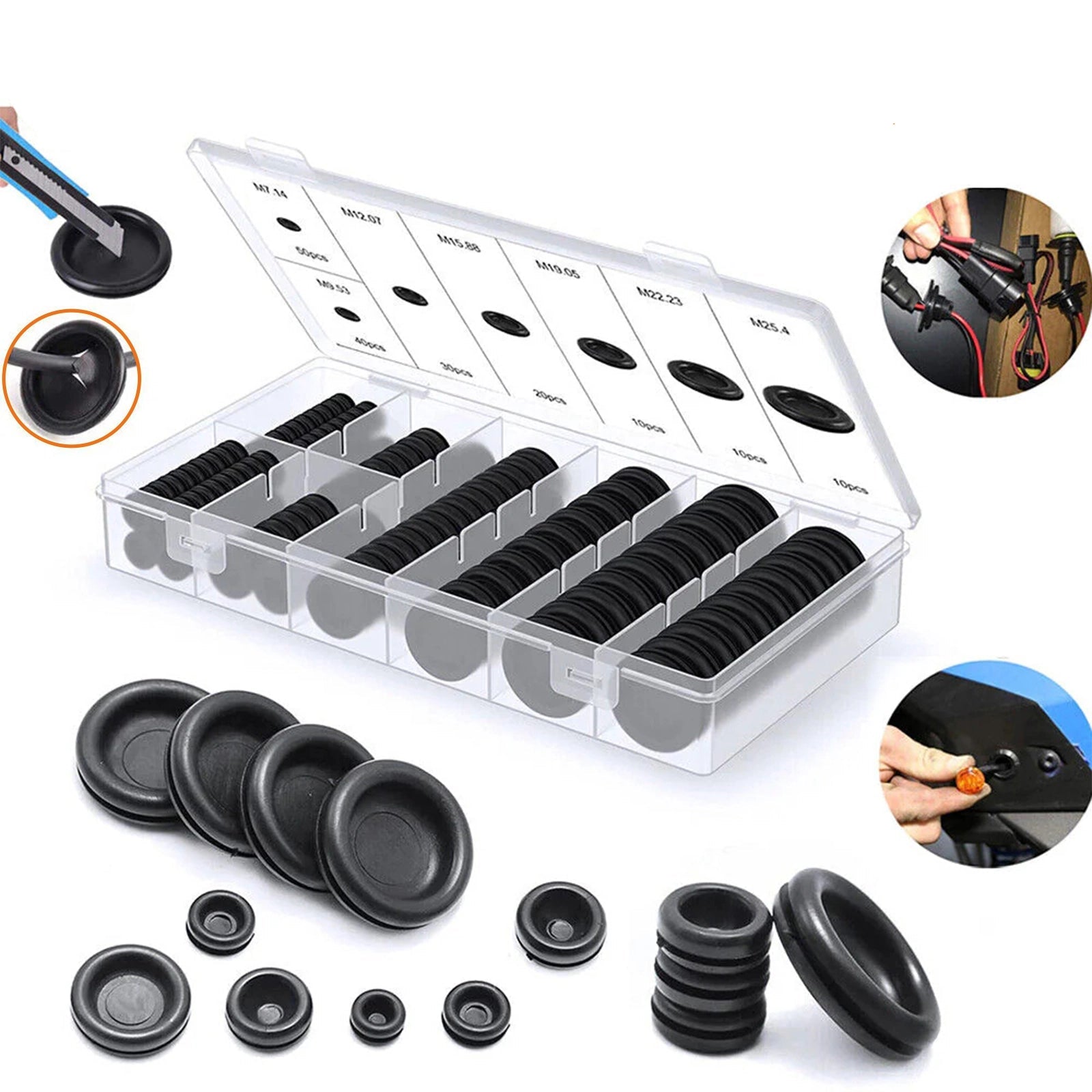 170 Pcs Cable Gland Assortment Rubber Grommets Blind Plugs Body Plugs - HomeDIYer