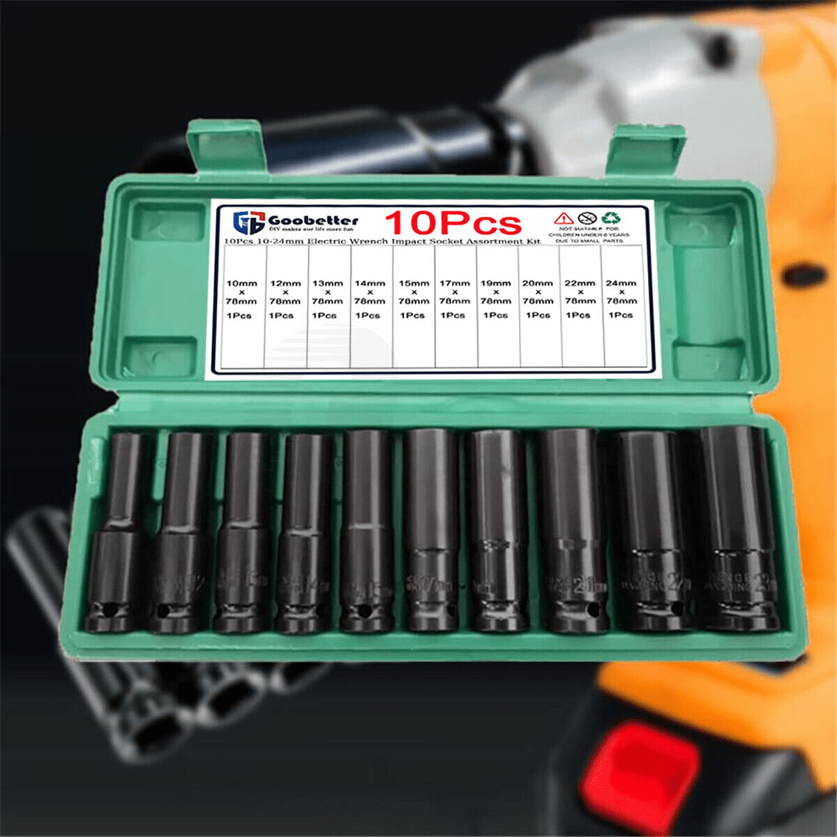 10x 1/2" Deep Impact Socket 10 - 24mm Set Metric Socket Drive Long Reach Thin Wall - HomeDIYer