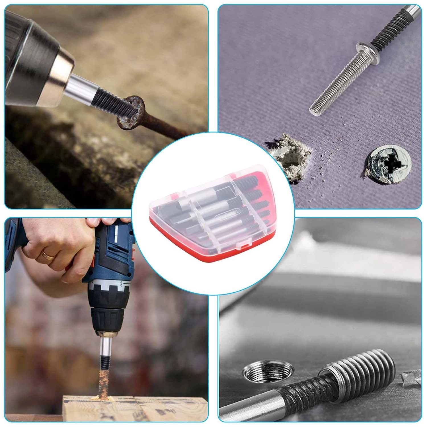 Damaged Broken Screw Remover Extractor Drill Bits 6Pcs Steel Durable Easy Out Remover Center Drill Damaged Bolts Remover Tool - HomeDIYer