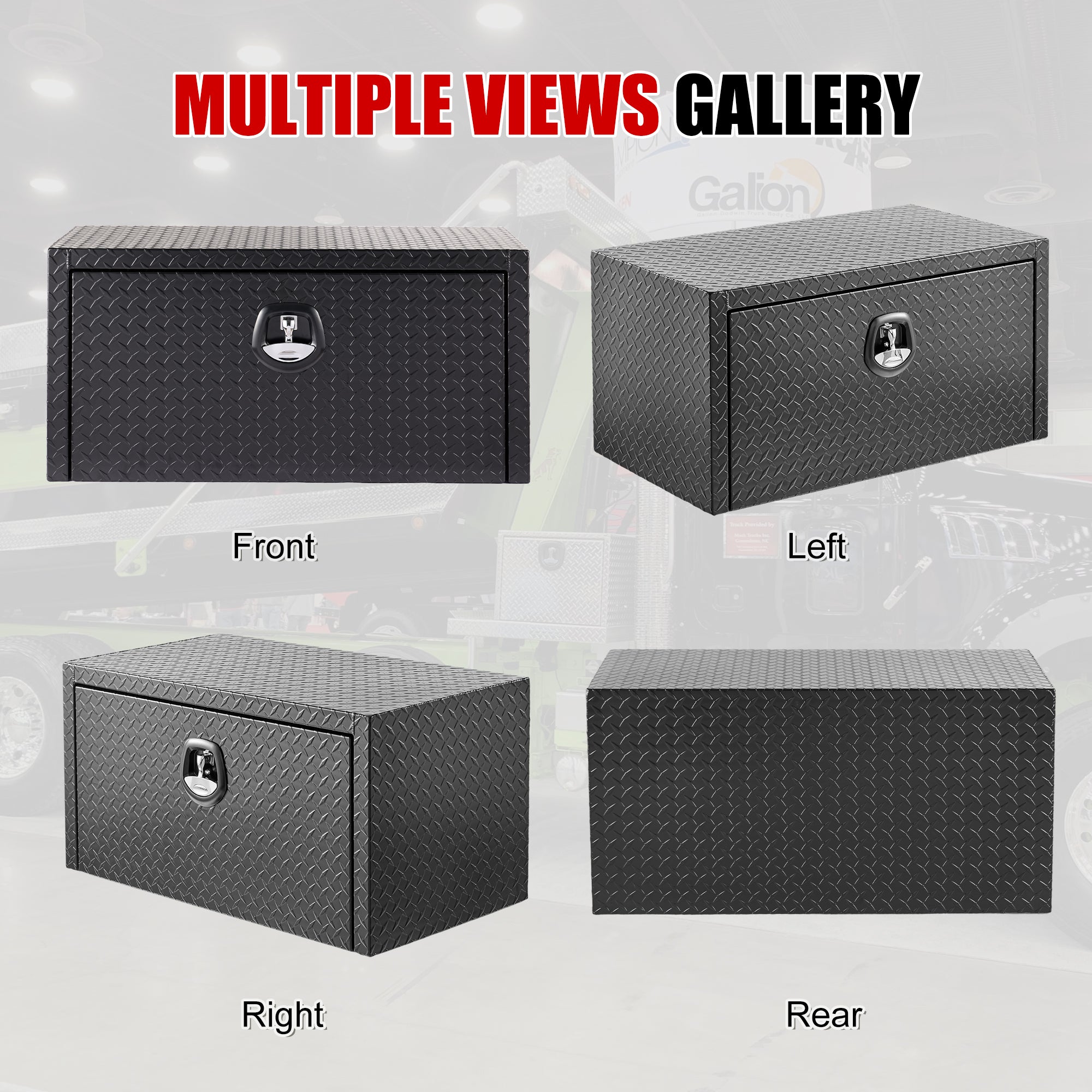 36" Aluminum Underbody Truck Tool Box — Heavy‑Duty Matte Black Diamond Plate, Waterproof & Lockable