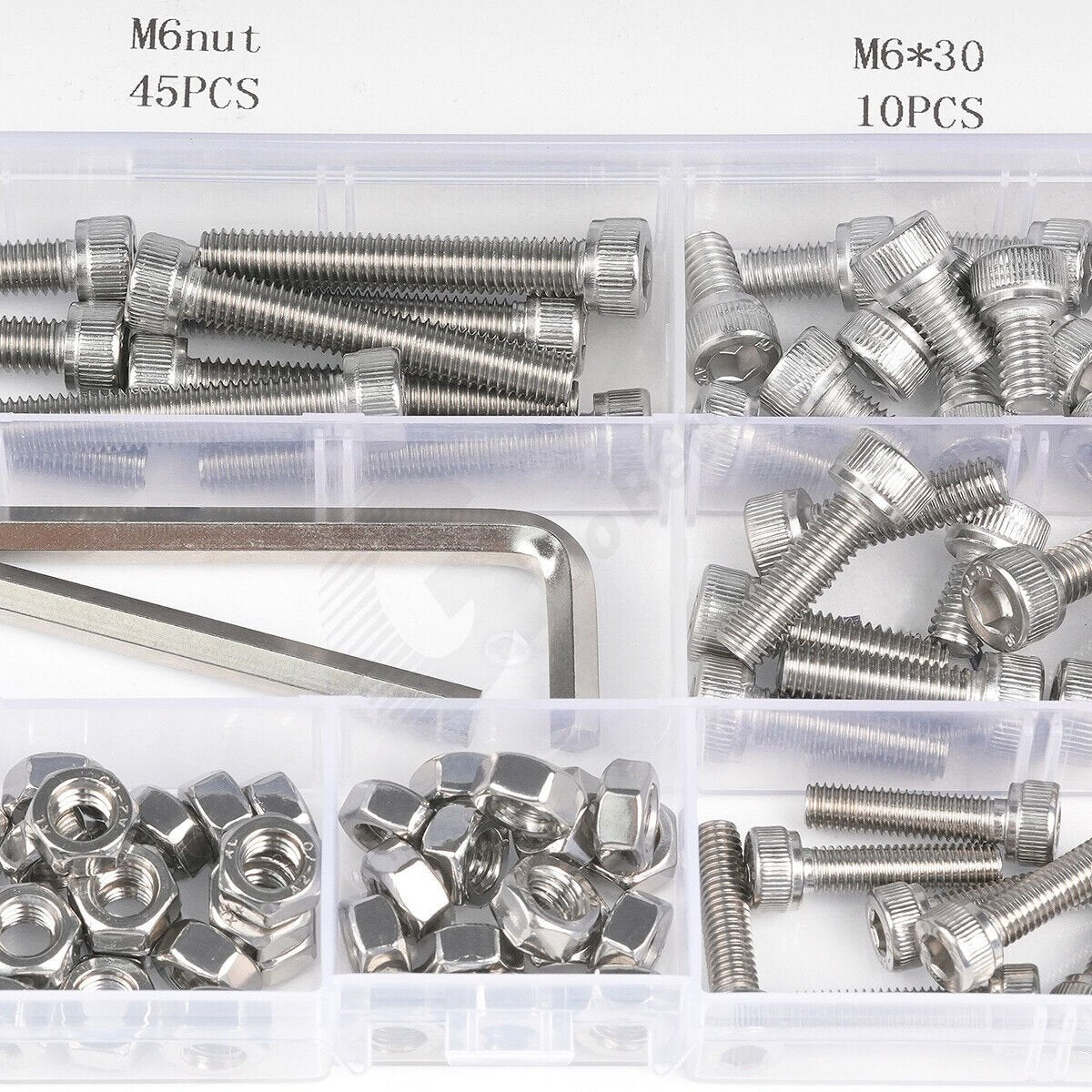 92Pcs M6 Hexagon Socket Cup Head Hex Screw & Nuts Stainless Steel Assortment Set - HomeDIYer
