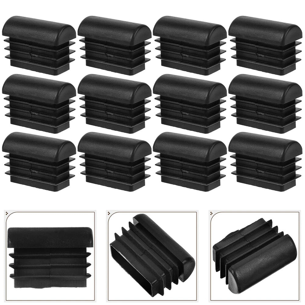 Furniture Tube Inserts Caps Domed End Stoppers for Table Chair Legs Black Square - HomeDIYer
