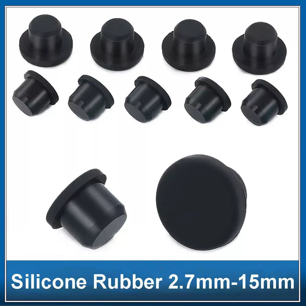 Black Hole Plug End Cap Round Solid Silicone Rubber Blanking Seal Bung 3mm - 15mm - HomeDIYer
