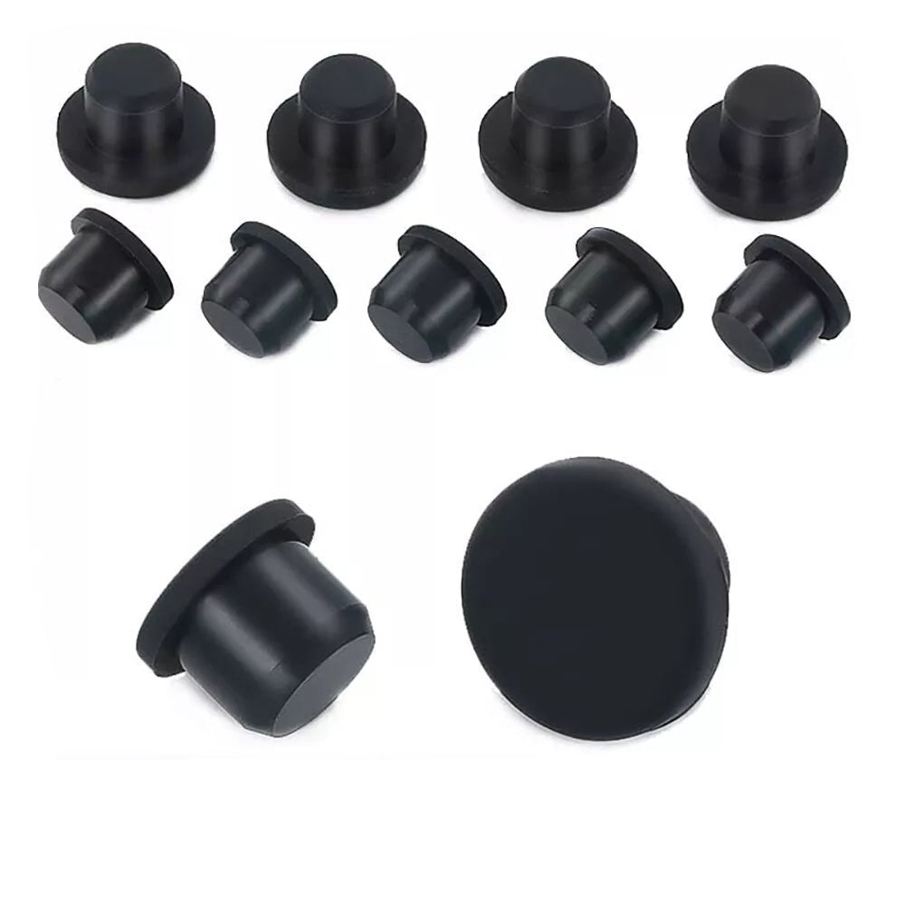 Black Hole Plug End Cap Round Solid Silicone Rubber Blanking Seal Bung 3mm - 15mm - HomeDIYer