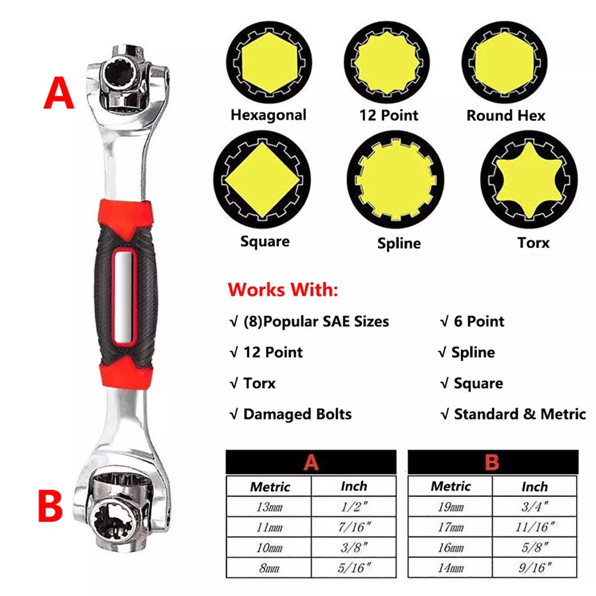 52 in 1 Universal Wrench Multi - Function Socket Tiger Spanners Adjustable Tools | HomeDIYer - HomeDIYer