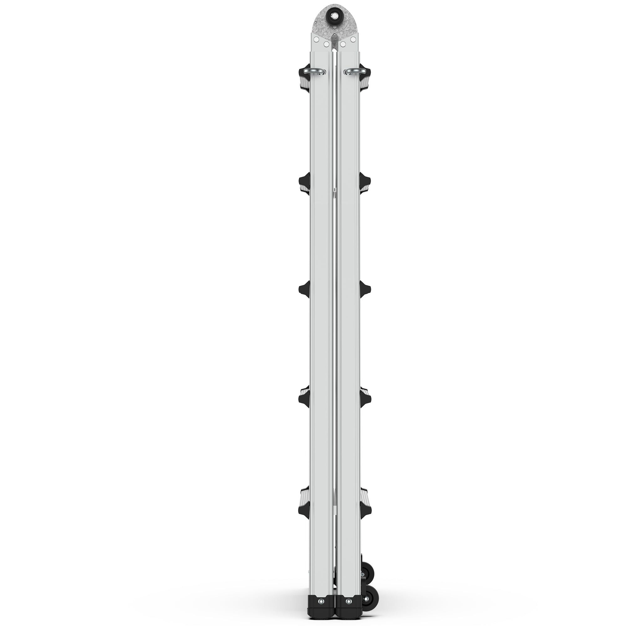 22 FT Aluminum Multi‑Position Ladder with Wheels — 300 lb Capacity, A‑Frame, Extension & More, Metallic Grey