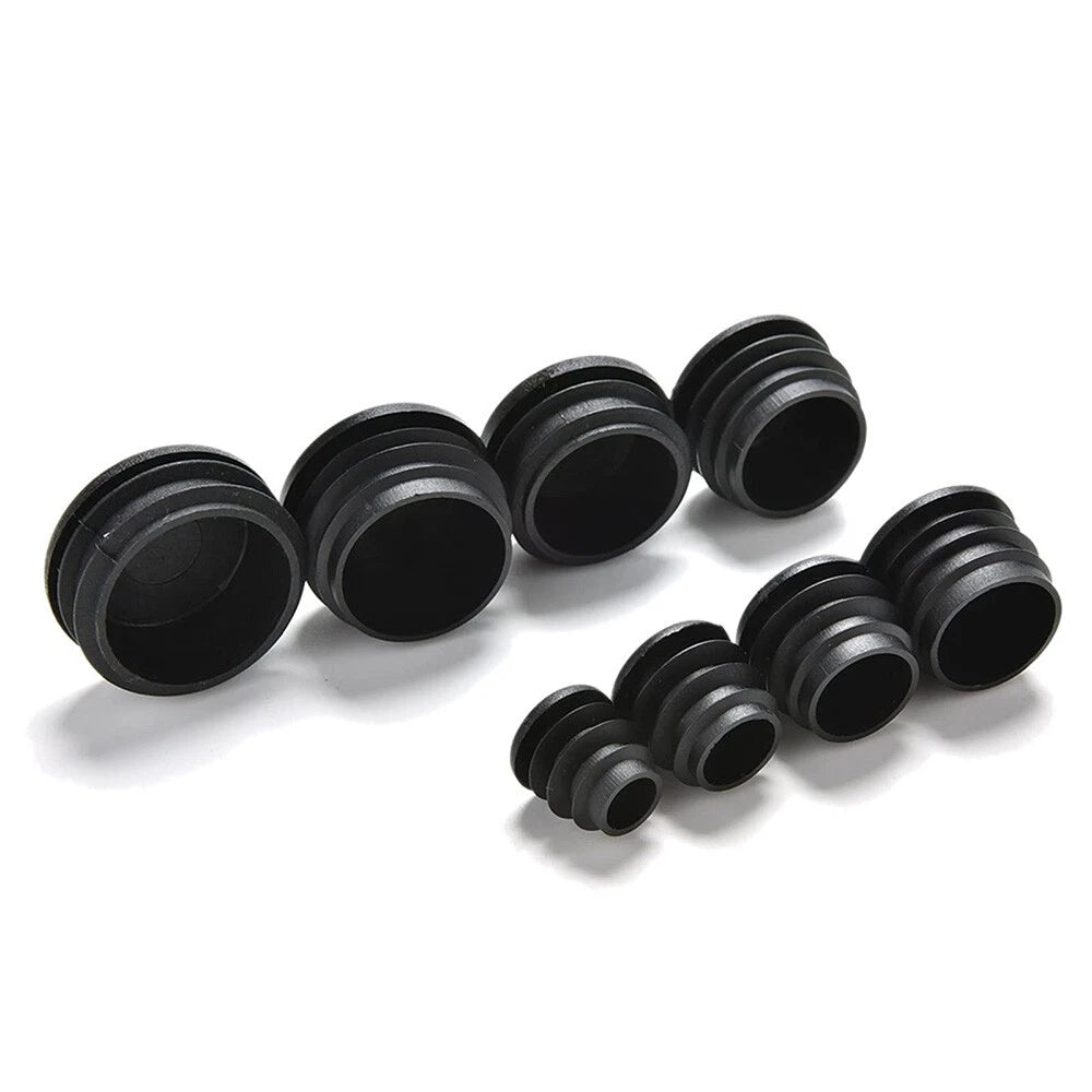 Round Plastic Blanking End Caps Pipe Tube Inserts Plugs Bungs Black 12mm - 140mm - HomeDIYer