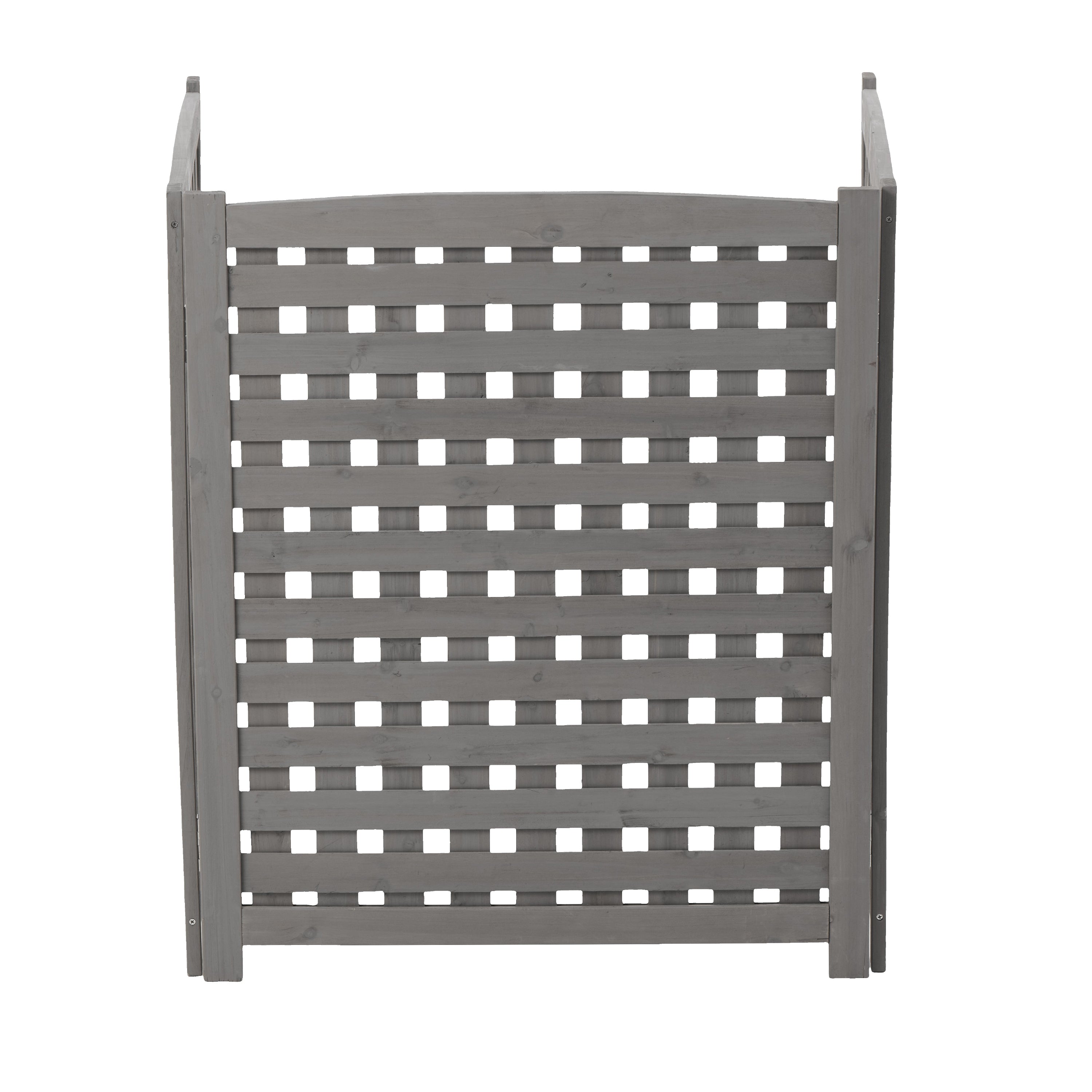 3‑Panel Fir Wood Outdoor Privacy Screen — 32" W x 38" H, AC Fence & Trash Can Enclosure, Grey
