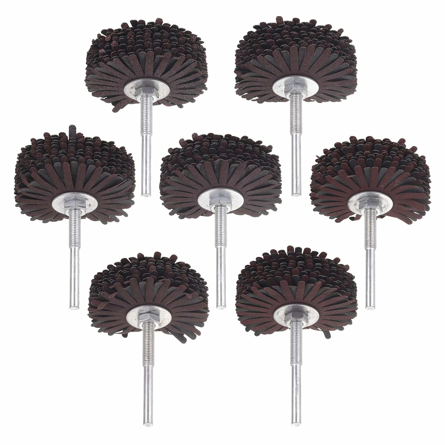 80*6mm shaft Mounted Sandpaper Wire Polishing Wheel Radial Abrasive Brush for Wood Irregular Surface Finish - HomeDIYer