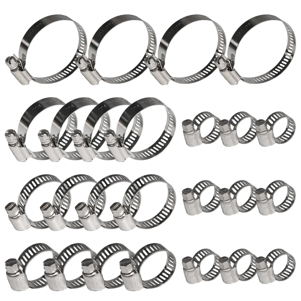 25PCS Stainless Steel Hose Clamps (1/4 - 2 Inch, 6 - 51mm) - Heavy Duty Worm Drive Clamps for Plumbing, Automotive, Radiator, HVAC, Dishwasher, Washing Machine Repair - HomeDIYer