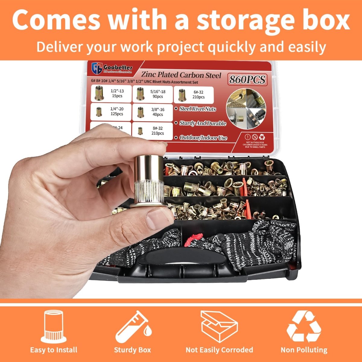 860Pcs Rivet Nut Tool Kit - HomeDIYer