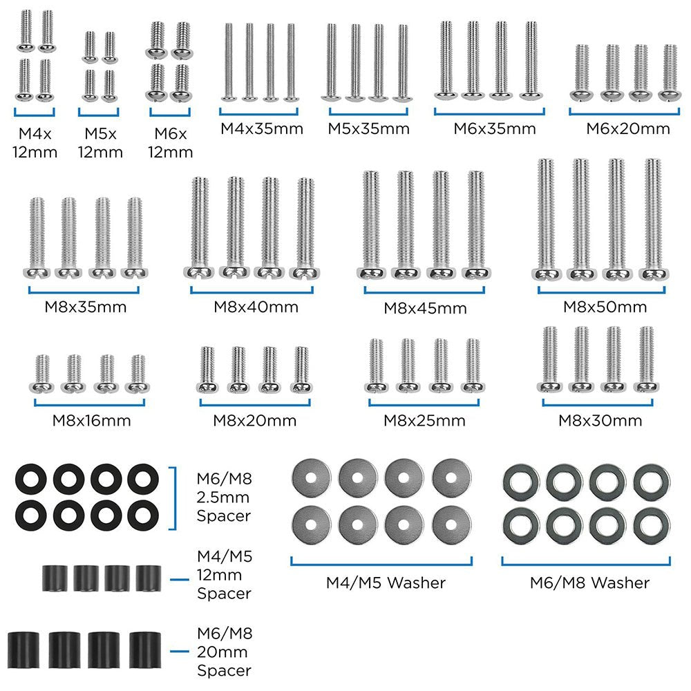 TV Mounting Hardware Kit, Universal VESA Wall Mount Screw, Washer, Spacer Pack (M4 M5 M6 M8) for TV and Monitor Mounting - HomeDIYer