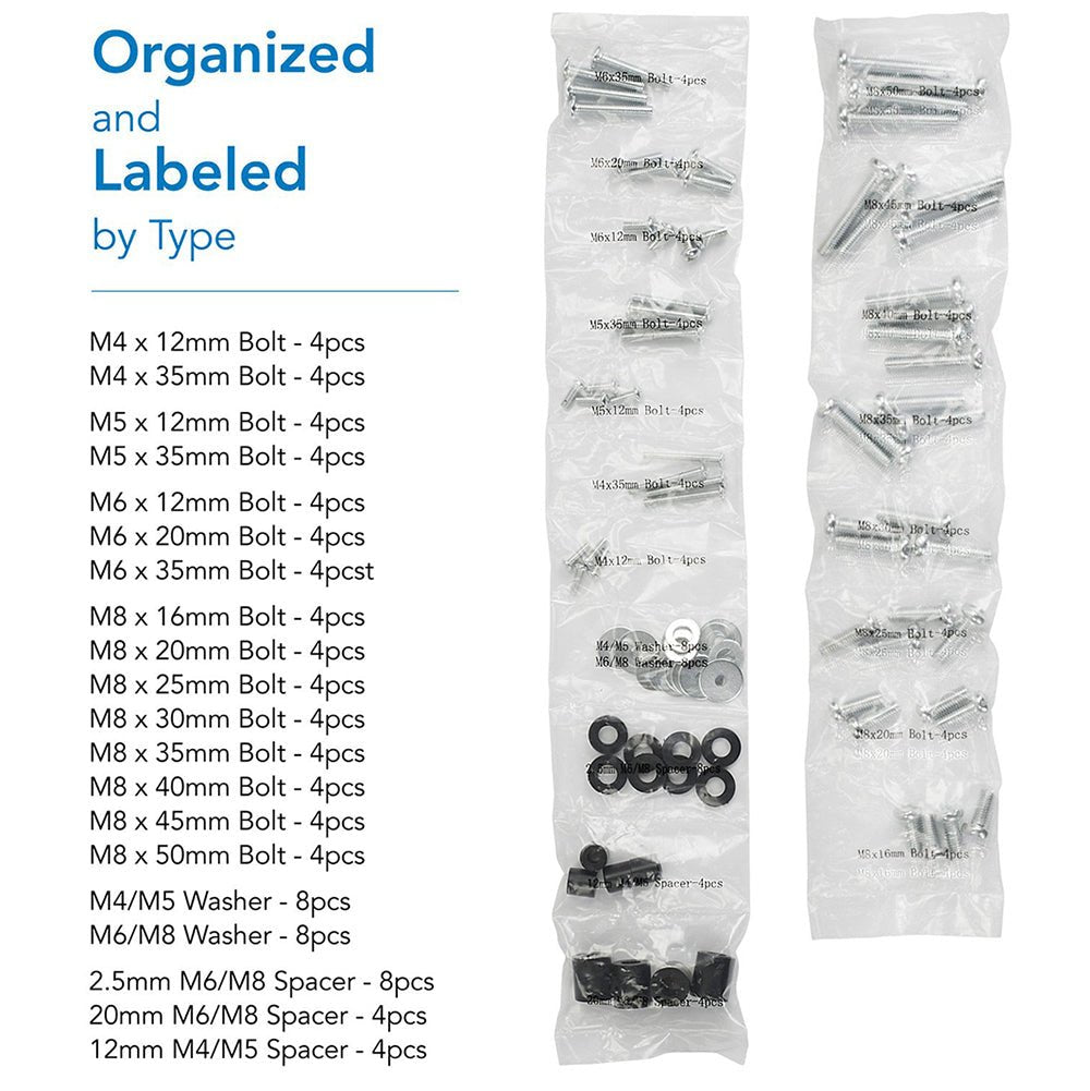 TV Mounting Hardware Kit, Universal VESA Wall Mount Screw, Washer, Spacer Pack (M4 M5 M6 M8) for TV and Monitor Mounting - HomeDIYer