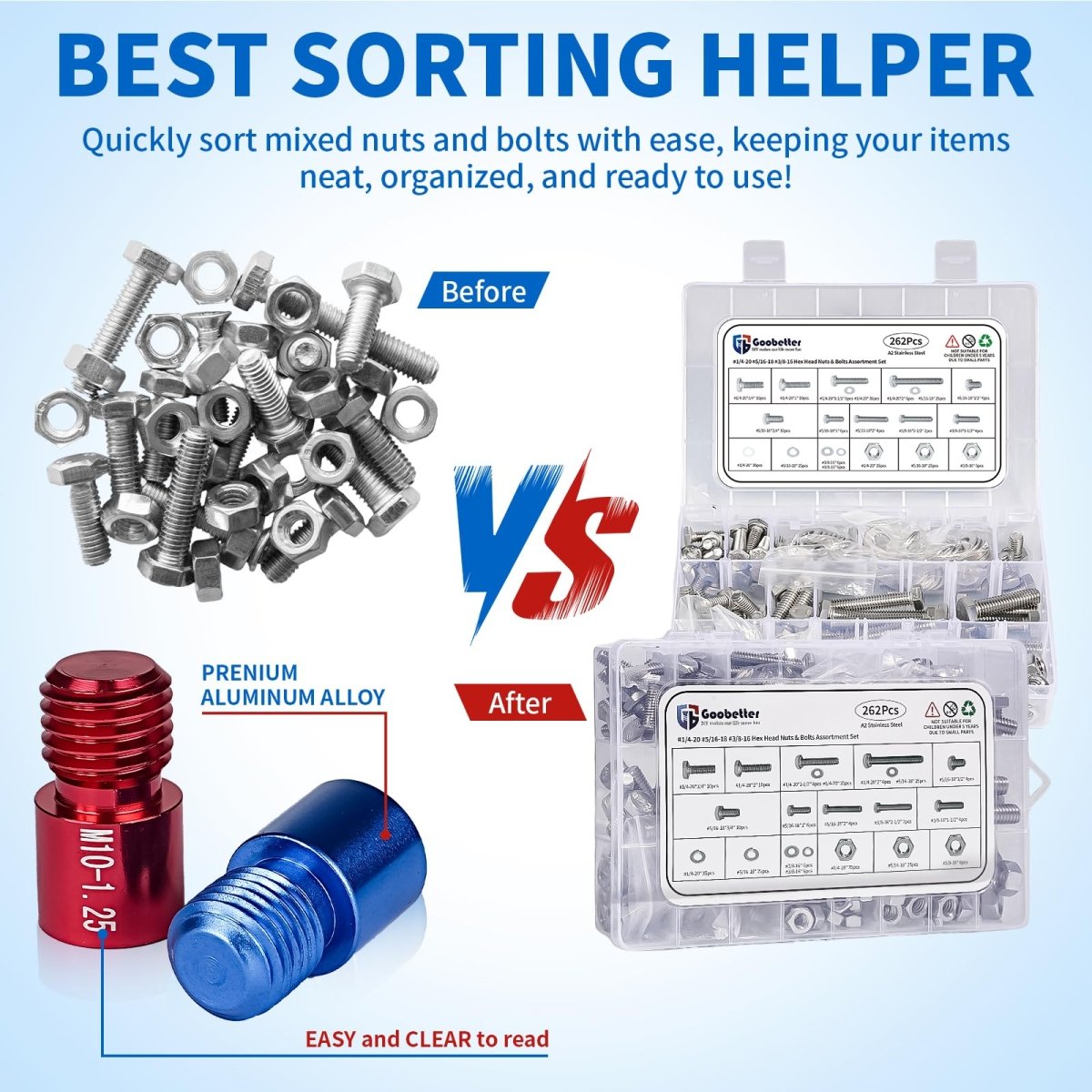 Nut and Bolt Thread Checker Standard and Metric, 44 Male/Female Bolt Size Finder Thread Gauge (23 Standard & 21 Metric), for Bolt and Nut Size Chart in Narrow Areas (Silver & Black) - HomeDIYer