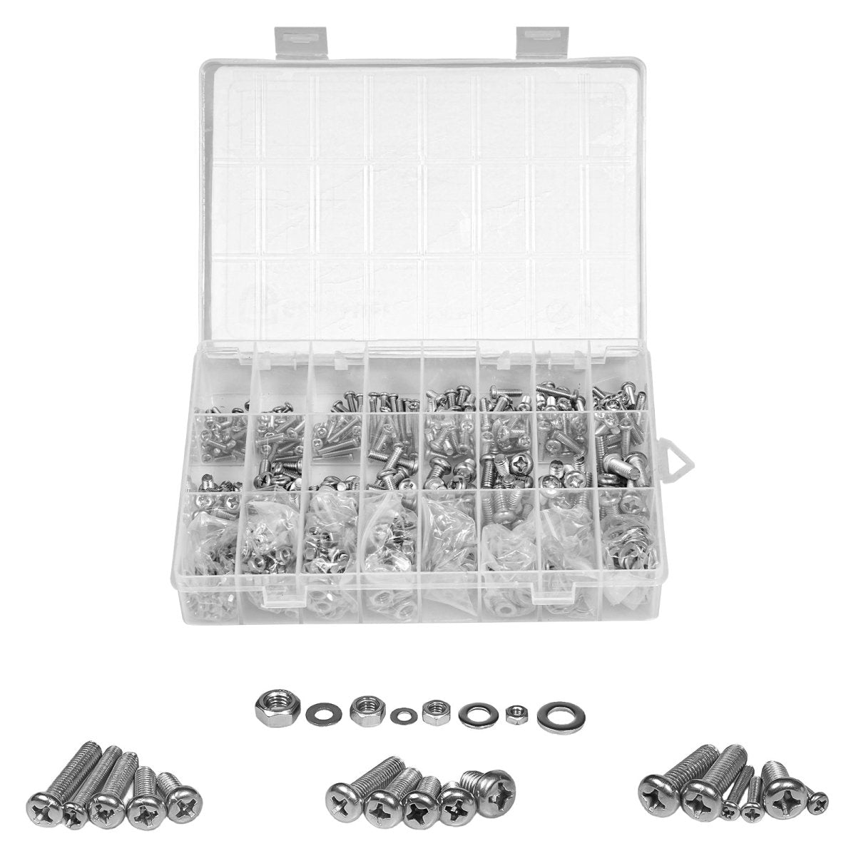 820 Pcs Stainless Phillips Pan Head Machine Screws Nuts Washers Assortment Set - HomeDIYer