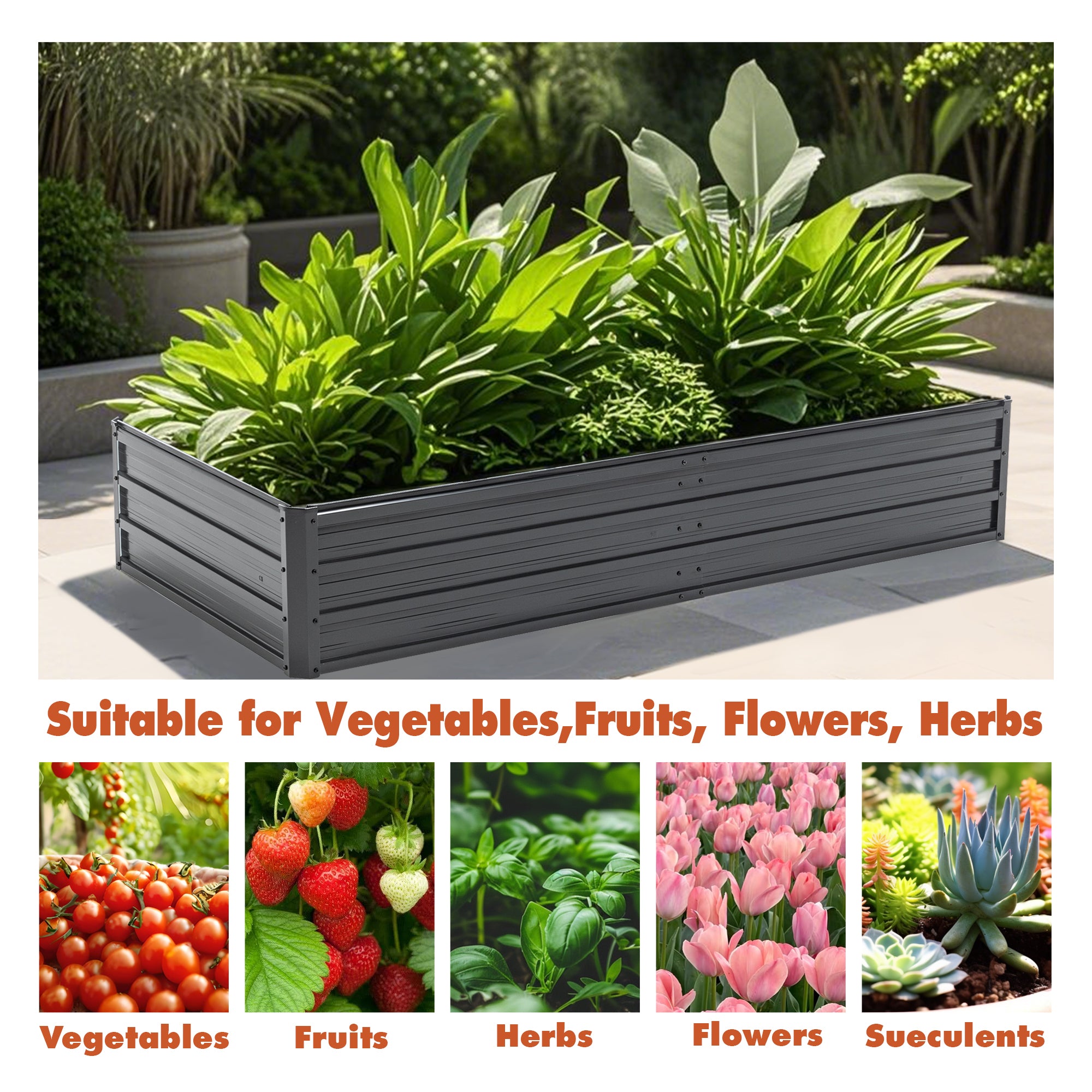 6x3x1 FT Metal Raised Garden Bed Outdoor Reinforced Galvanized Rustproof Colored Steel Planter Boxes for Vegetables, Raised Beds for Growing Flowers Herbs Succulents