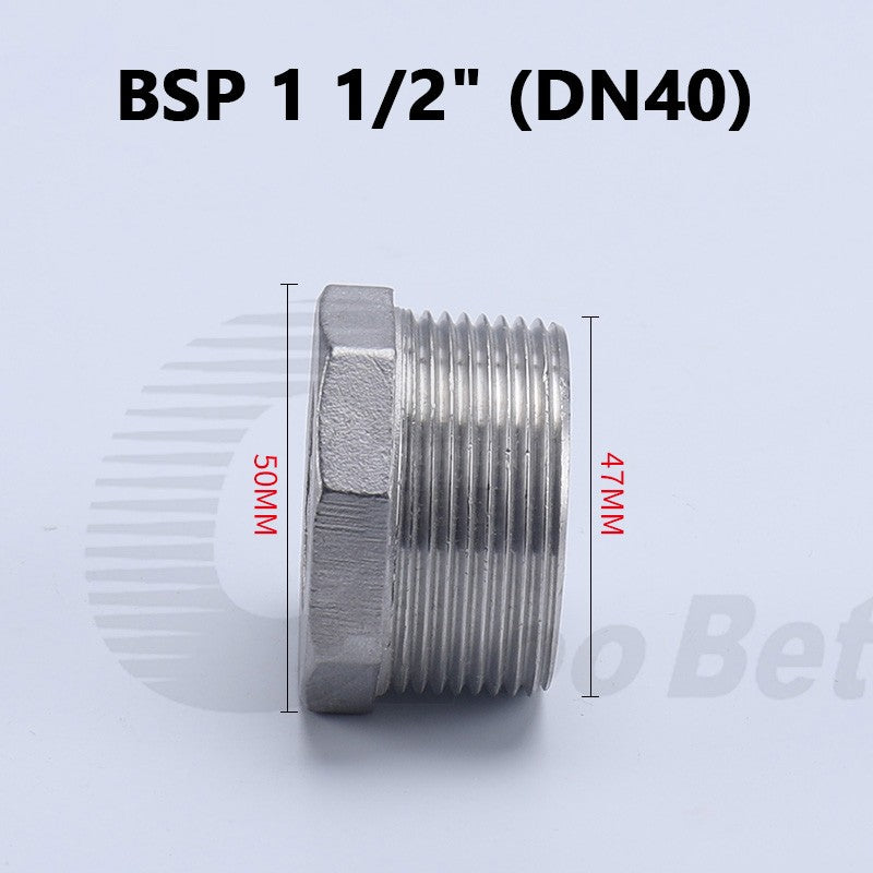304 Stainless Steel BSP Male Thread Hex Plug — End Stopper Pipe Fitting (1/4" to 2")