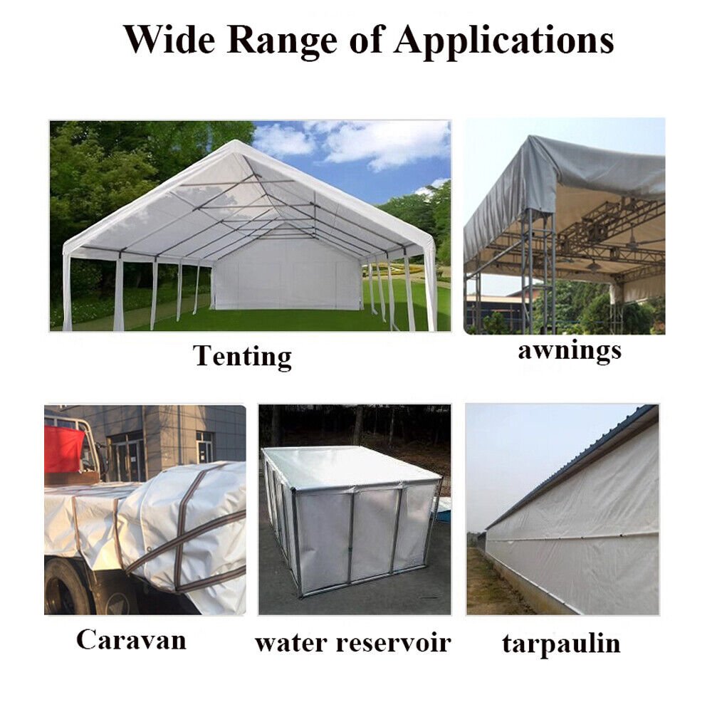 5x7ft to 10x12ft Gray Heavy Duty Poly Tarp Waterproof Awning Poly PVC Boat Canopy Cover Tarpaulin Tent - HomeDIYer