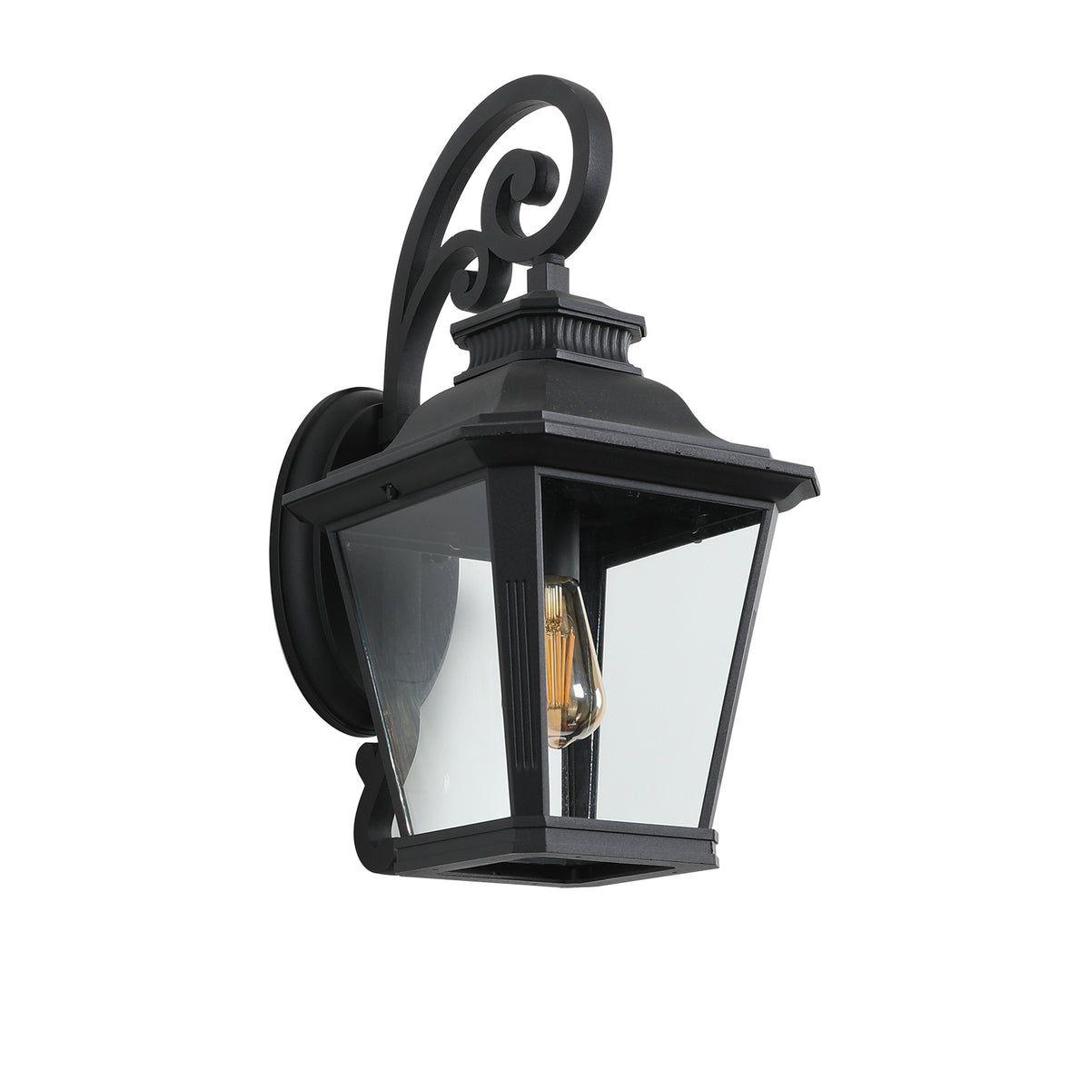 Outdoor Wall Lantern 21" Black Aluminum Glass Sconce | HomeDIYer