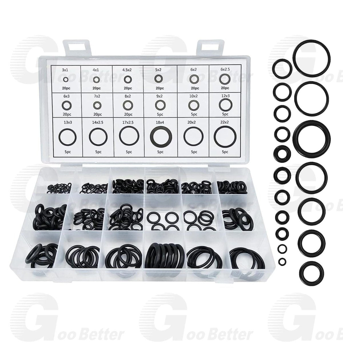 225pc Universal Rubber O - Ring Assortment Kit Gasket Plumbing Automotive Seal Set - HomeDIYer