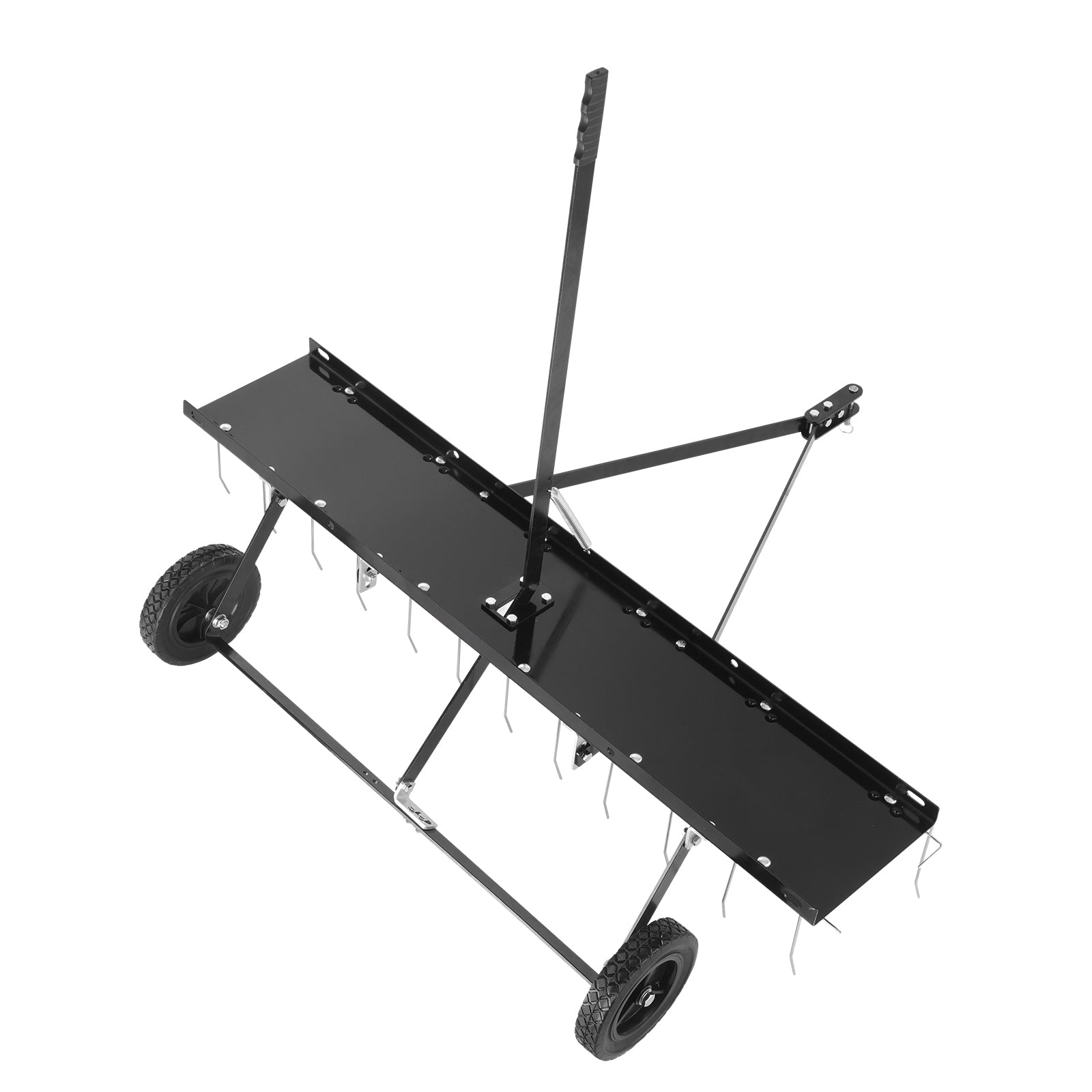 Tow Behind Dethatcher, 48-inch Tow Dethatcher with 24 Spring Steel Tines, Lawn Dethatcher Rake for ATV or Mower, Tow Behind Lawn Rake with Lift Handle for Garden Farm Grass