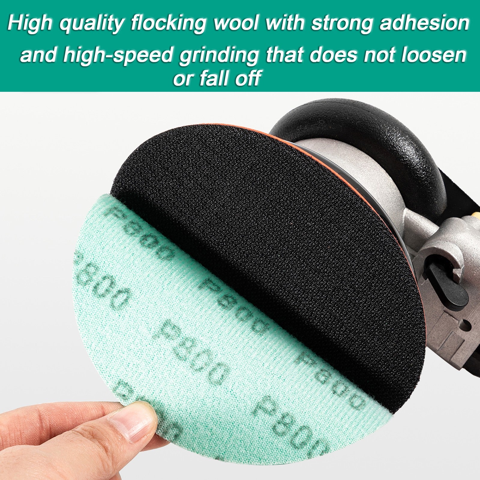 50mm - 150mm Wet & Dry Sanding Discs Sandpaper Film Hook and Loop Pads - Green