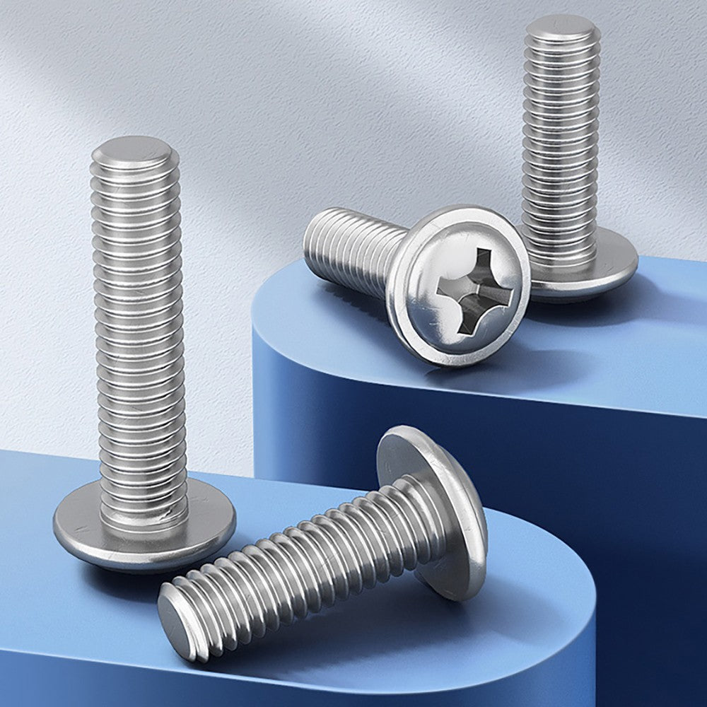 A4 Stainless Flanged Button Head Screws – M3 to M6, Phillips Drive, Marine Grade (4–50mm Lengths)
