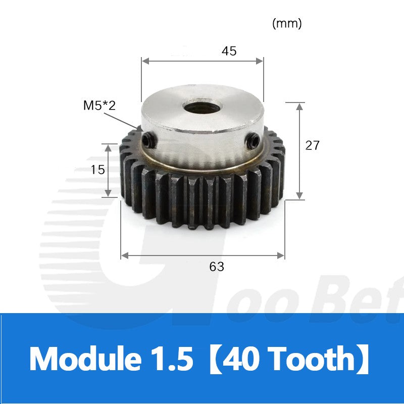 Spur Gear C45 Steel Mod 1.5 with Hub 12-60 Tooth Motor Pinion Hardened Precision