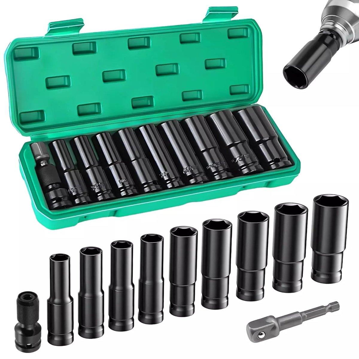 11PCS impact wrench socket 1/2” 10mm - 24mm socket set Socket set - HomeDIYer