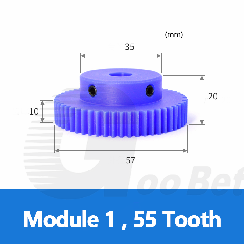 Nylon Mod 1 Spur Gear 15-150 Tooth with Step Pinion Motor Gears Bore 4-16mm Blue