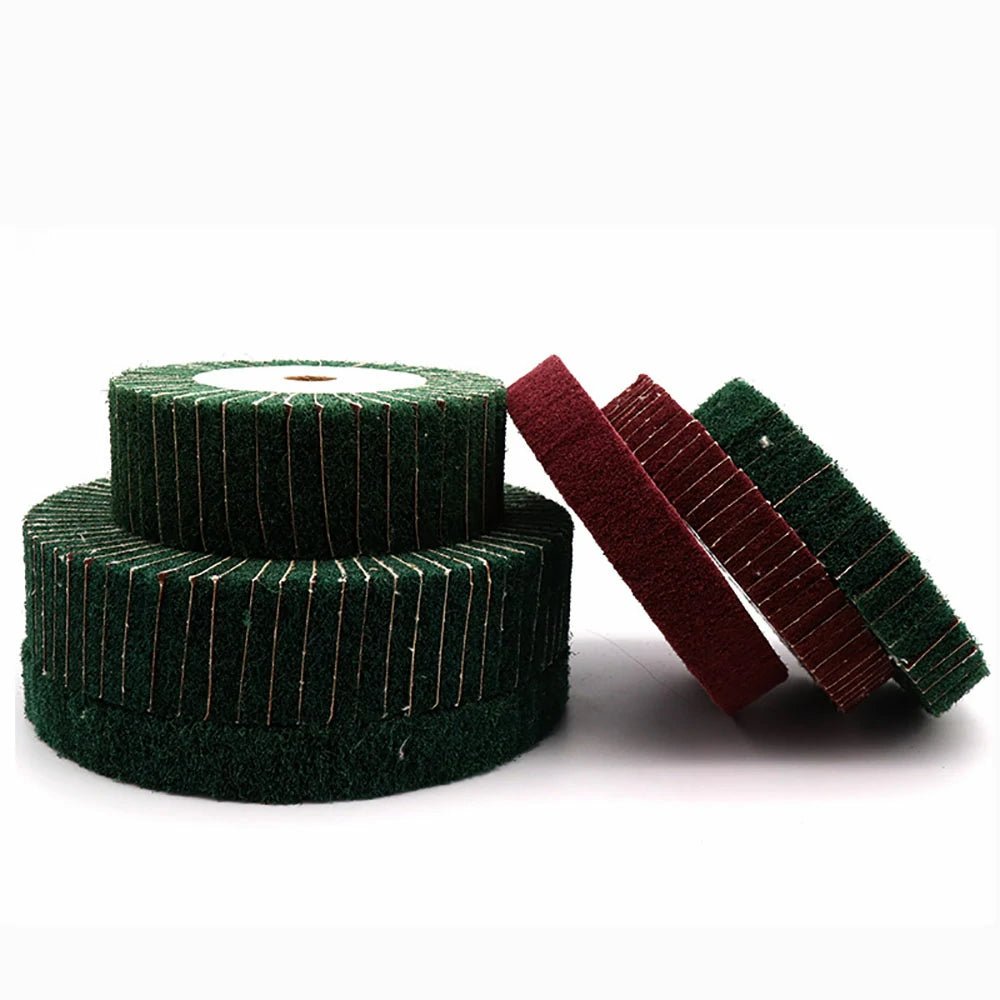 150/200/250/300mm Nylon Fibre Flap Wheel Polishing Sanding Discs Pads Abrasive Green/Red - HomeDIYer