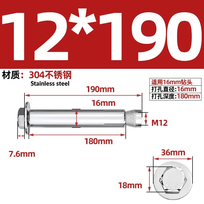 Stainless Steel Masonry Concrete Expansion Anchor Bolt — M6 M8 M10 M12 M16 | 304 & 201 SS