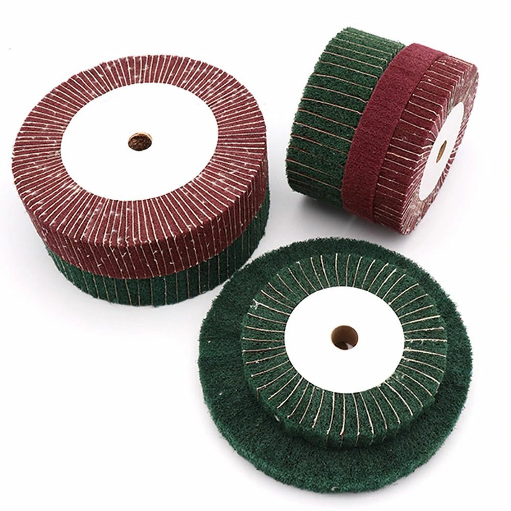 150/200/250/300mm Nylon Fibre Flap Wheel Polishing Sanding Discs Pads Abrasive Green/Red - HomeDIYer
