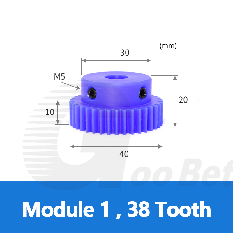 Nylon Mod 1 Spur Gear 15-150 Tooth with Step Pinion Motor Gears Bore 4-16mm Blue