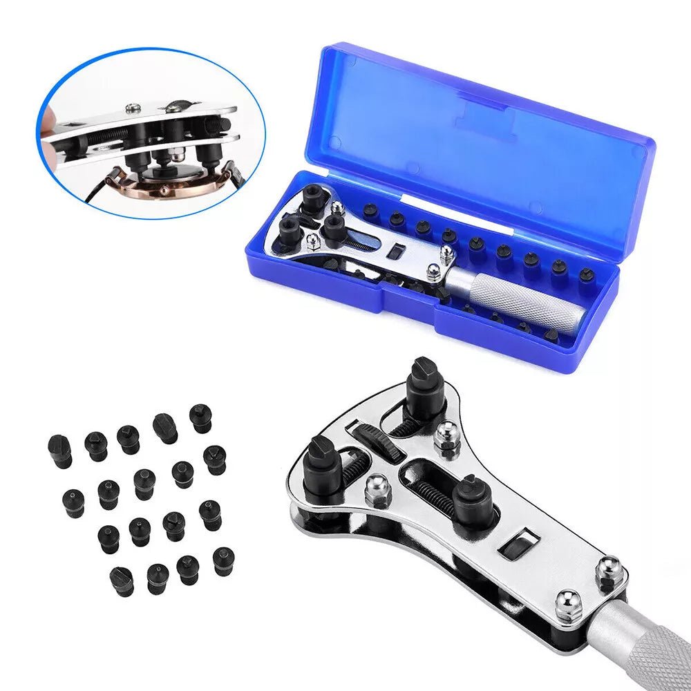 Watch Back Case Opener Screw Wrench Cover Remover Battery Change Repair Tool Kit - HomeDIYer
