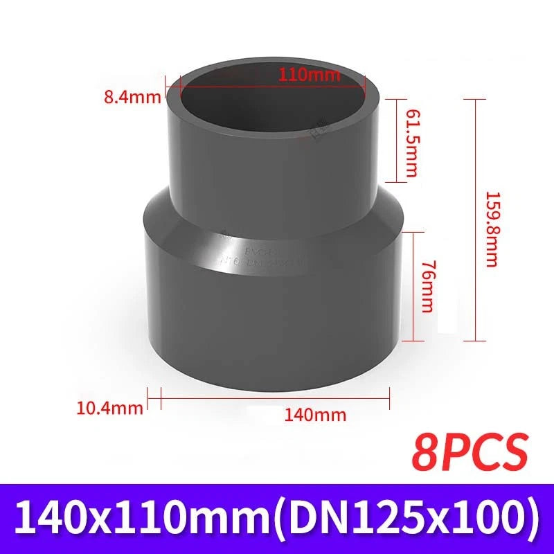 8PCS 140mm to 110mm PVC Plumbing Fittings Pipe Aquarium Fish Tank Pond
