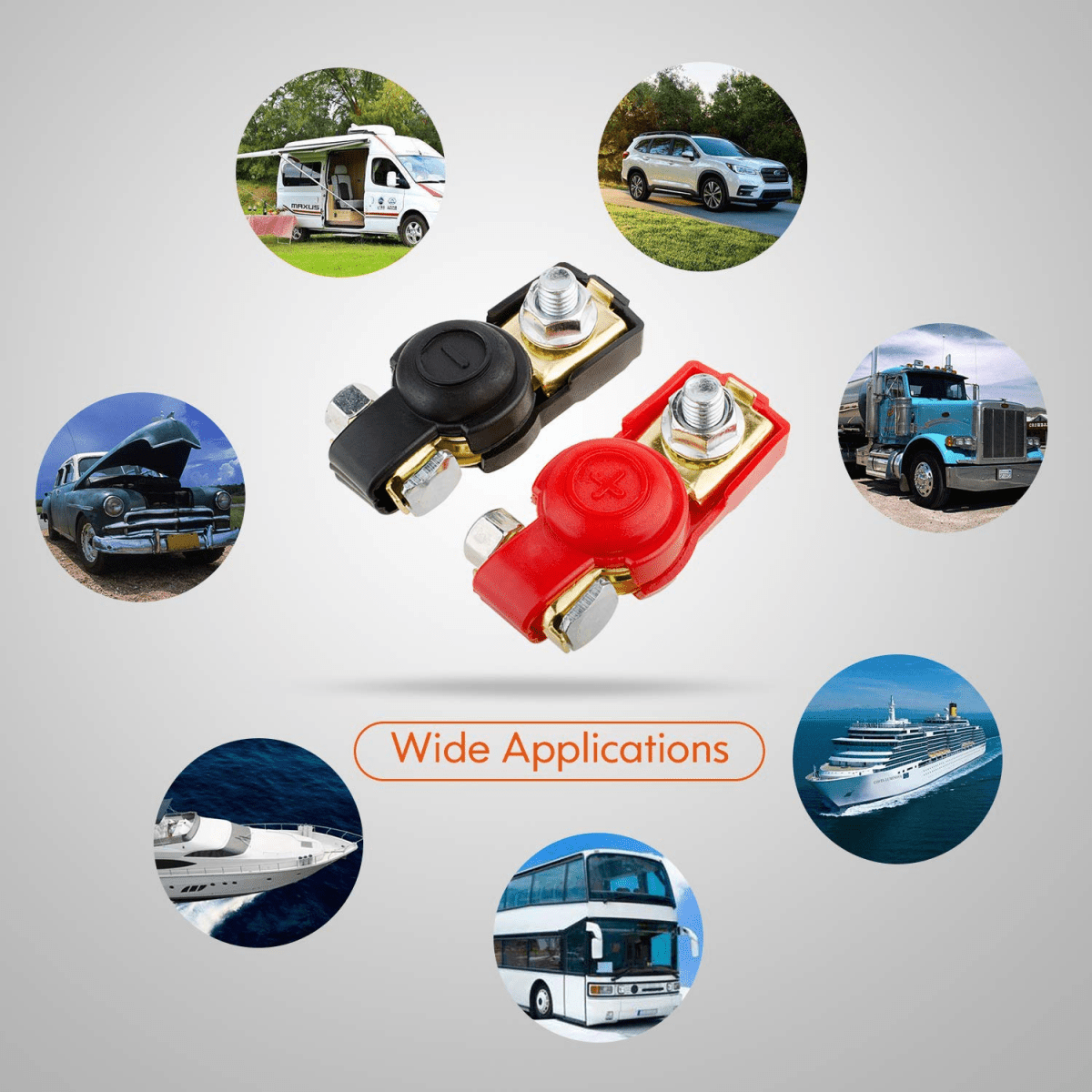 2pcs Battery Cable Terminals Car Terminal Clamps Connectors Negative & Positive - HomeDIYer