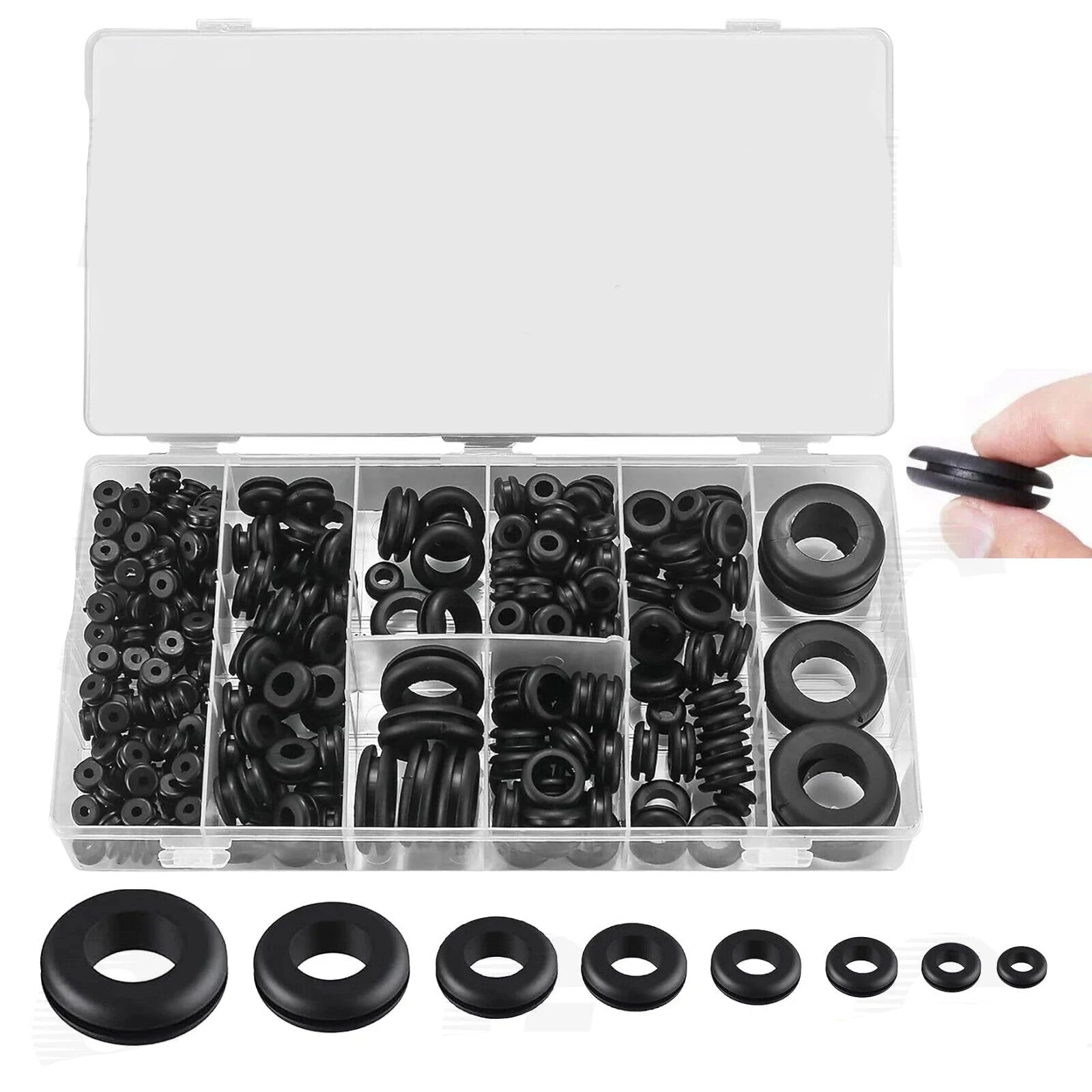 Rubber Grommets Blanking Open Blind Grommet Black Bung Set 295pcs Assorted Size - HomeDIYer