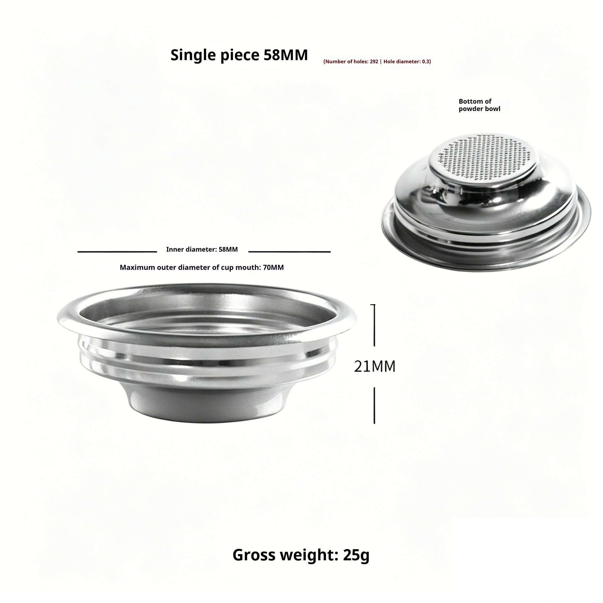 304 Stainless Steel Espresso Filter Basket – 51mm / 54mm / 58mm | Single & Double Shot Precision Portafilter Cup