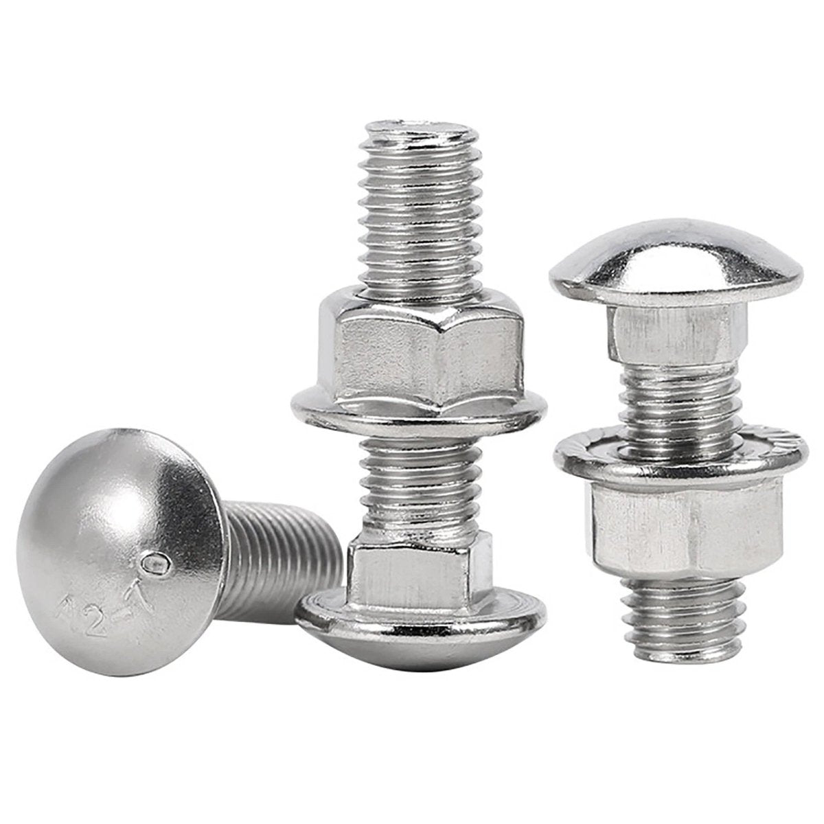 Stainless Steel A2 Carriage Bolts with Flange Nuts — M3 to M12 Cup Square Coach Screws Set - HomeDIYer