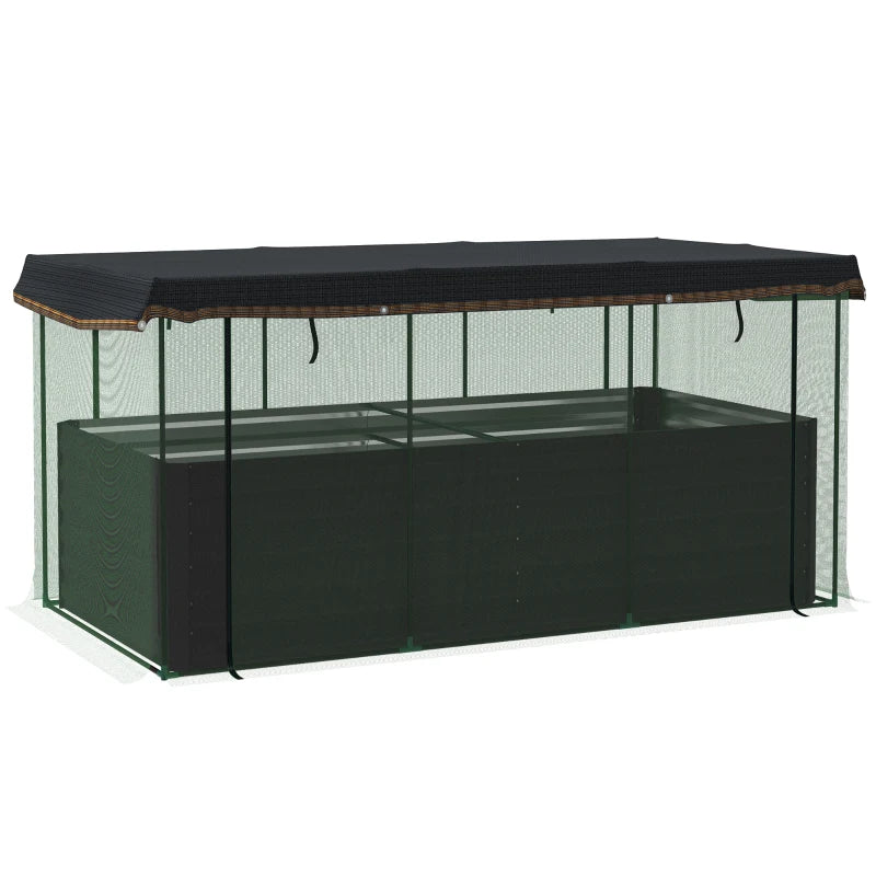 Raised Garden Bed,Galvanized Steel Planter Box with Crop Cage and Shade Cloth