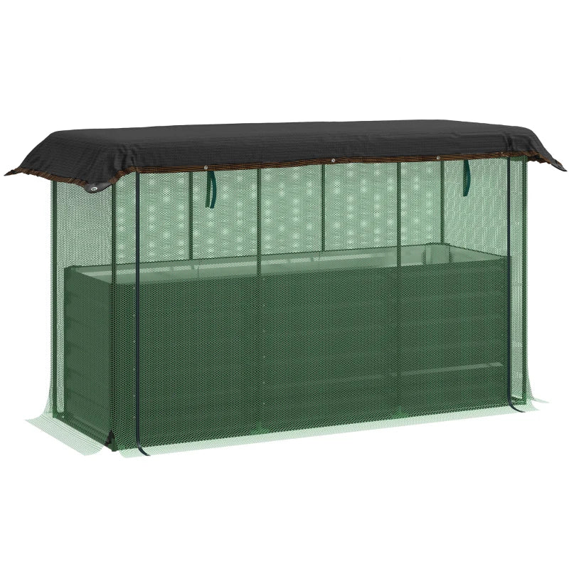 Raised Garden Bed,Galvanized Steel Planter Box with Crop Cage and Shade Cloth,for Flowers, Veggies and Herbs
