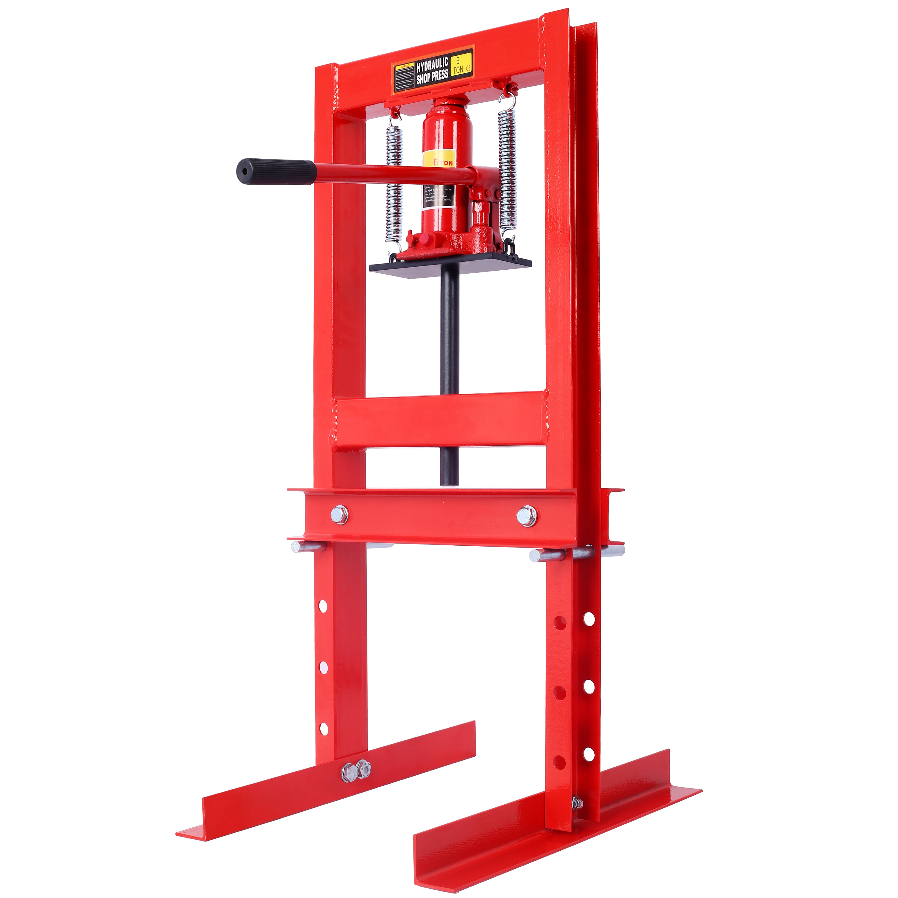 Hydraulic 6 Ton H-Frame Garage Floor Adjustable Shop Press with Plates, 6T, black