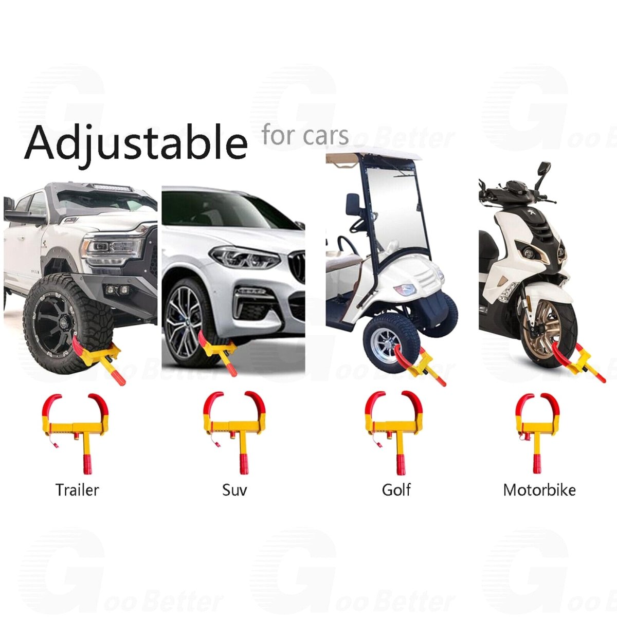 1pcs Wheel Clamp Heavy Duty Anti Theft Tire Lock Car Caravan Security Trailer - HomeDIYer