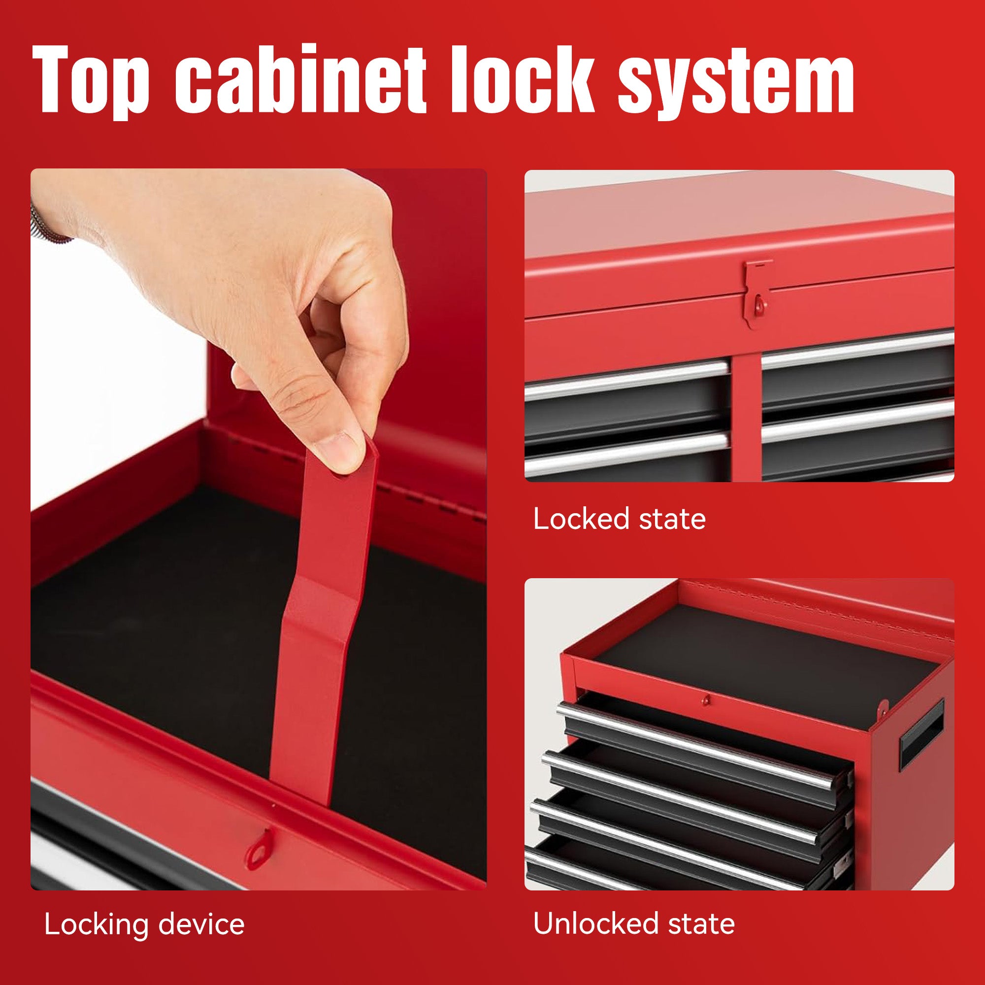 5-Drawer Rolling Tool Chest – Detachable Tool Cabinet with Lock & Adjustable Shelf