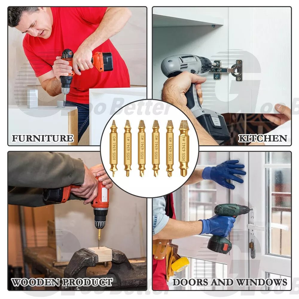 6Pcs Damaged Screws Extractor Set Broken Bolt Remover Speed Out Drill Bits Tool - HomeDIYer