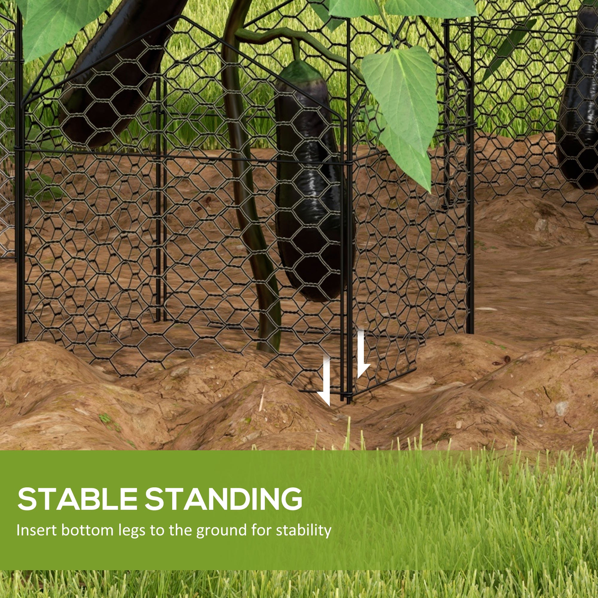 Garden Chicken Wire Cloche, 12" x 14" Plant Protectors from Animals, 4 Pack Metal Crop Cages to Keep Animals Out, Black